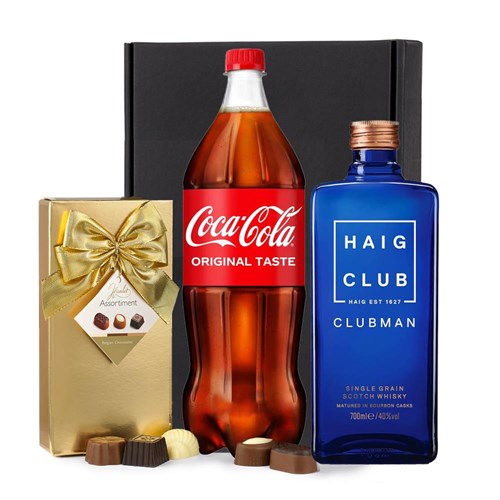Haig Club Clubman Scotch Whisky 70cl with Coca-Cola & Chocolates Gift Box | Spirit Mixer Set